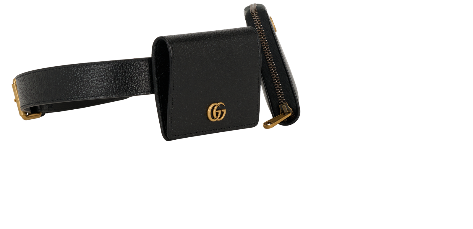 GG Double Belt Bag, &pound;450, Handbags, Black, Leather, Side view